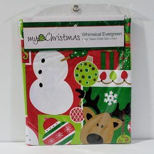 BRAND-NEW My Christmas Whimsical Evergreen Vinyl Table Cloth 52in x 52in
